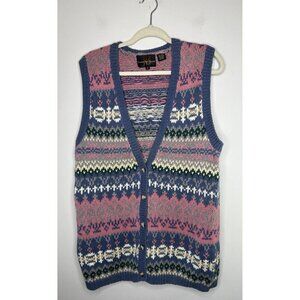 Jenny Buchanan Sweater Vest Cottage Grandma Core Blue Pink Vintage Size …